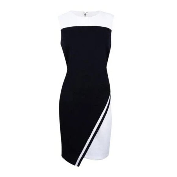 NWT Womens Size 10 Tommy Hilfiger Scuba Knit Asymmetrical Hem Sheath Dress - Picture 3 of 4